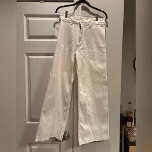 Zara White Wide Leg / Bell Bottom Jeans